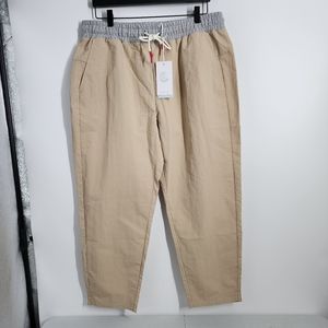 NEW Calme Johnny Was Size XLarge Mix Nylon Taper Leg Pull On Pants Tan Womens